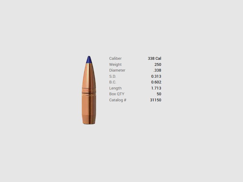 Barnes Bullet .338 Lapua/.338 250GR Long-Range X BT 50 pieces