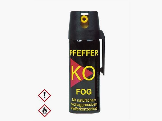 50ml Hochw. Pfefferspray K.O. FOG Sprühnebel – 11 % OC / 2,5 Mio. Scoville v. Ballistol - Abwehr