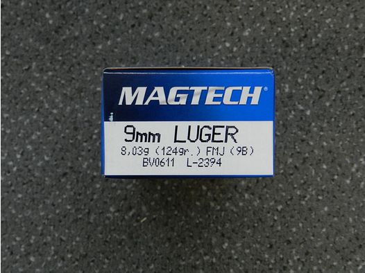 MAGTECH 9mm Luger, bala completa 124 grs