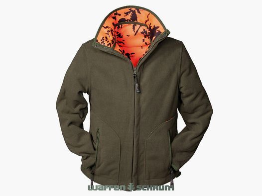 Hubertus Kinder Warn-Wende-Fleecejacke  Oliv/orange