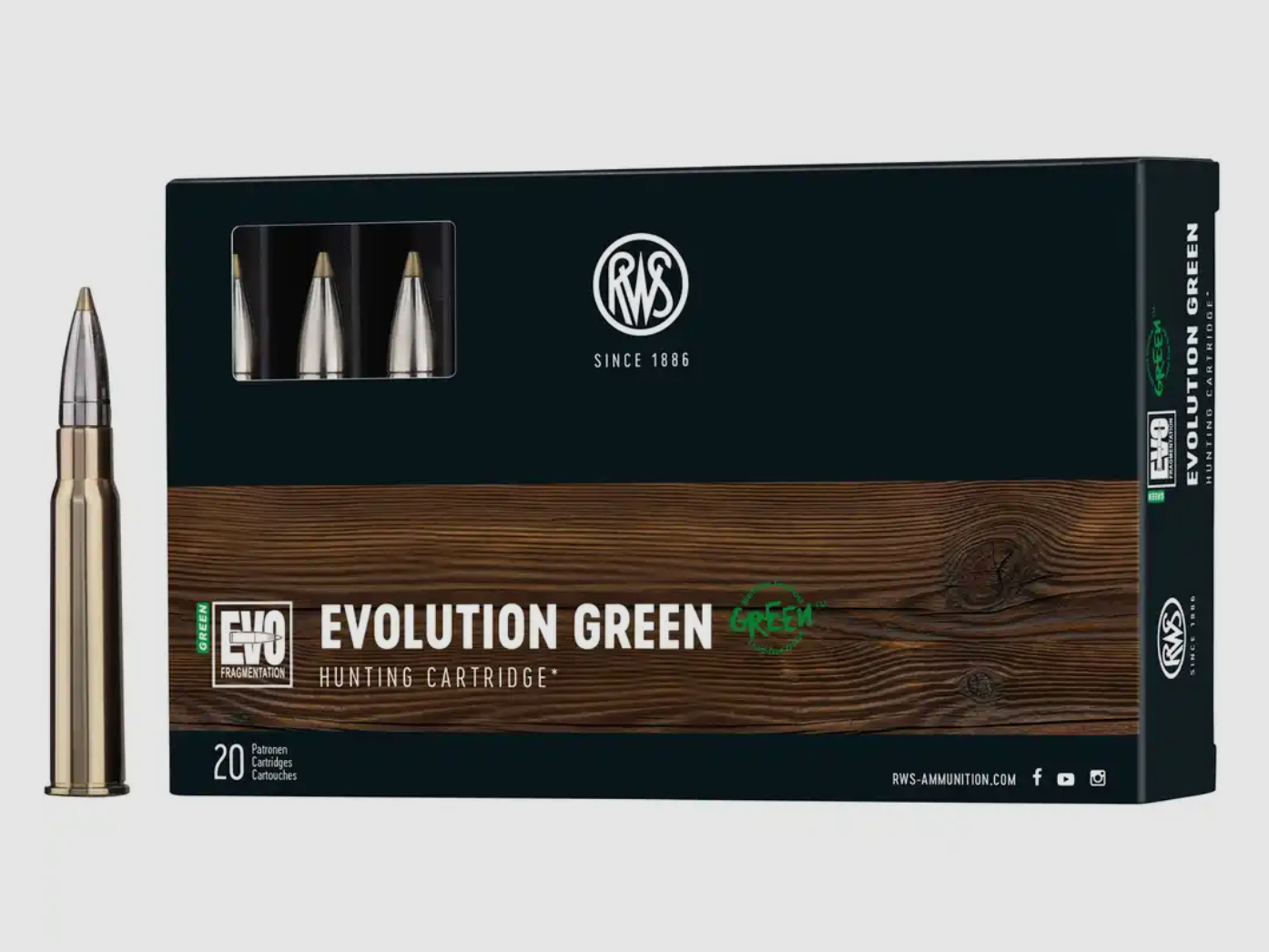 RWS 8x57 IRS Büchsenpatronen EVO Green 9,0g 139grs.