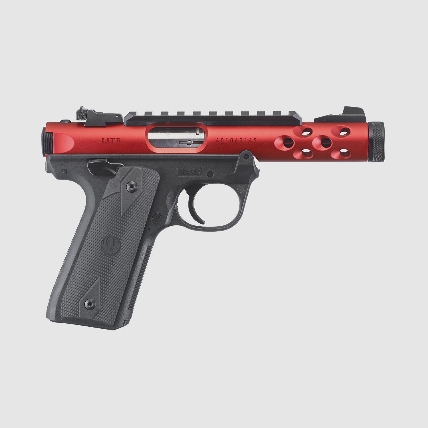 Ruger Mark IV 22/45 Lite .22 LR, 4.40" 1/2"x28, Picatinny, adjustable rear sight, Red Anodized
