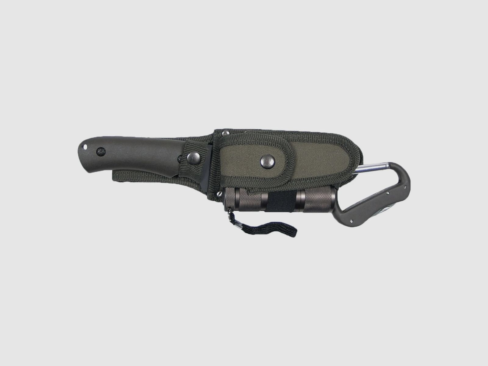 Juego de cuchillos desconocido con linterna LED oliva