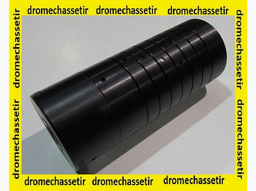 silencieux Schultz & Larsen Thunderdome 54, max 8mm, filetage 14×100, reduction 35 db, 13,5cm de long noir