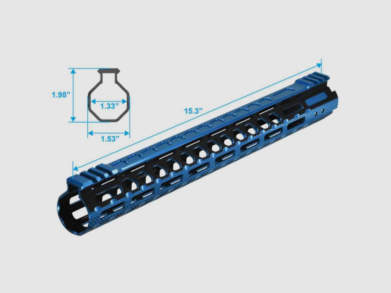 UTG PRO AR15 ALTRA SLIM FREE FLOATING HANDGUARD M-LOK 15” BLUE BLACK DUOTONE