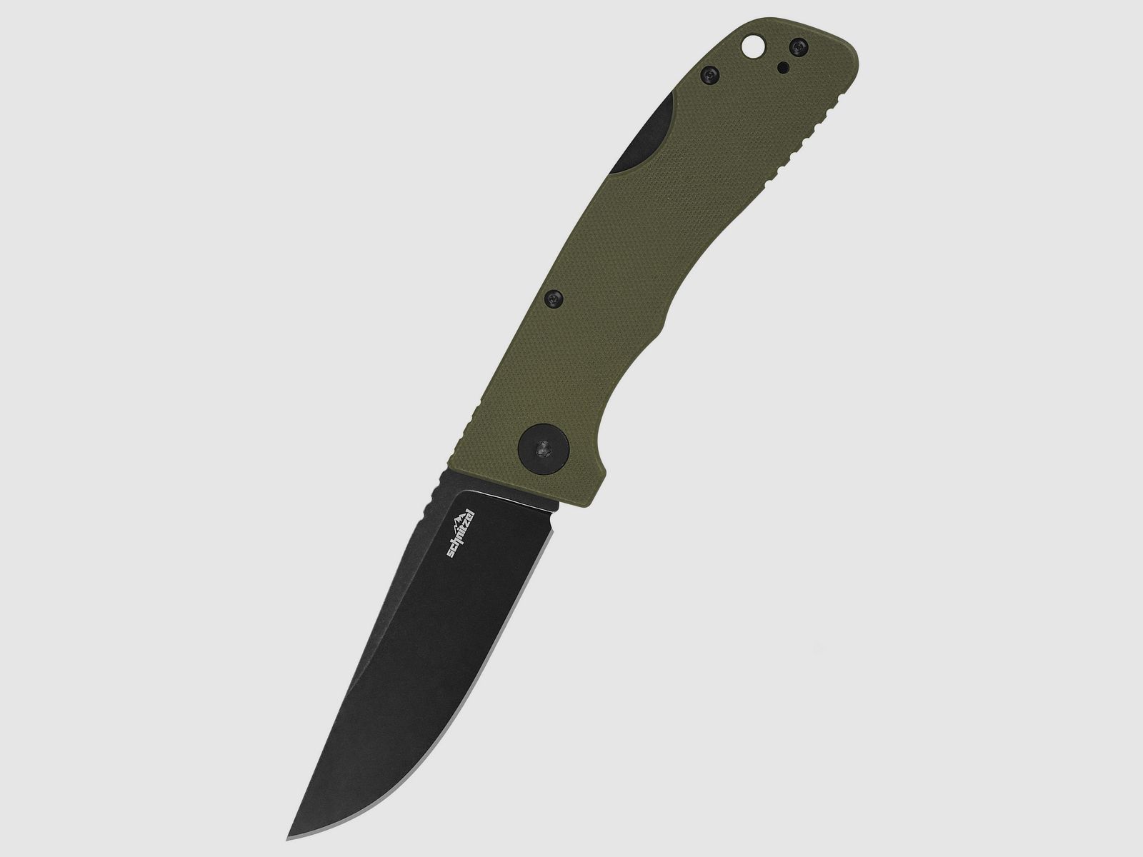 Schnitzel Outdoo Taschenmesser KVAR rostfreier 14C28N-Stahl mit Blackwashed-Finish grün - schwarz