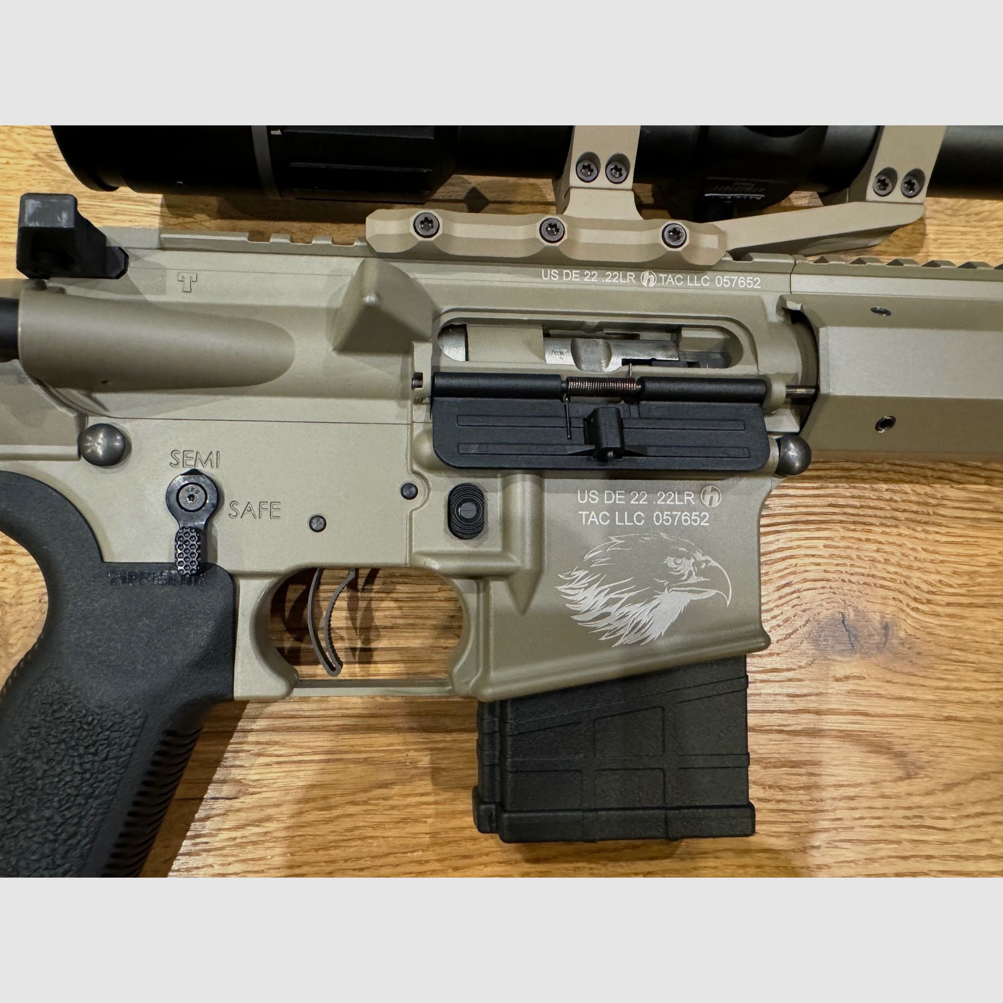 Tippmann M4-22 Elite GS Eagle FDE mit Burris ZF + Montage + Magpul Schaft