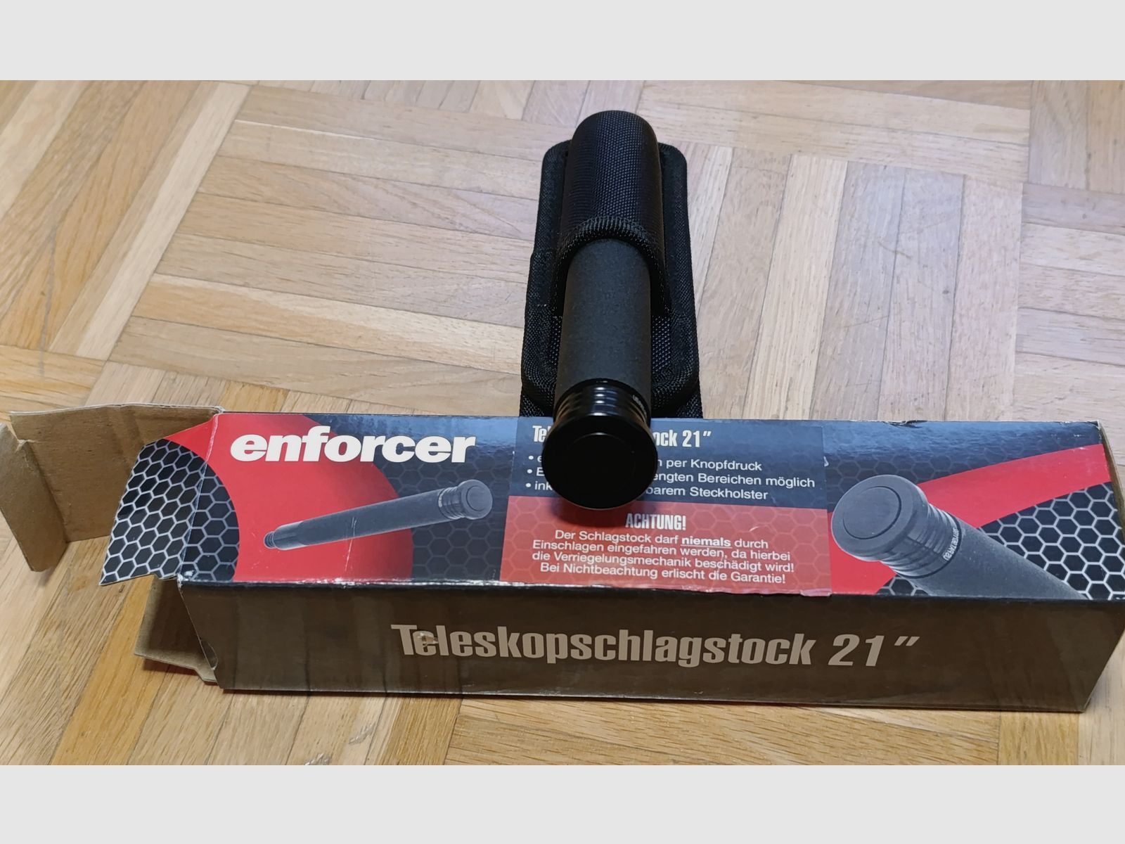 enforcer Teleskopschlagstock 21" mit Druckknopf schwarz inkl. 360° Holster