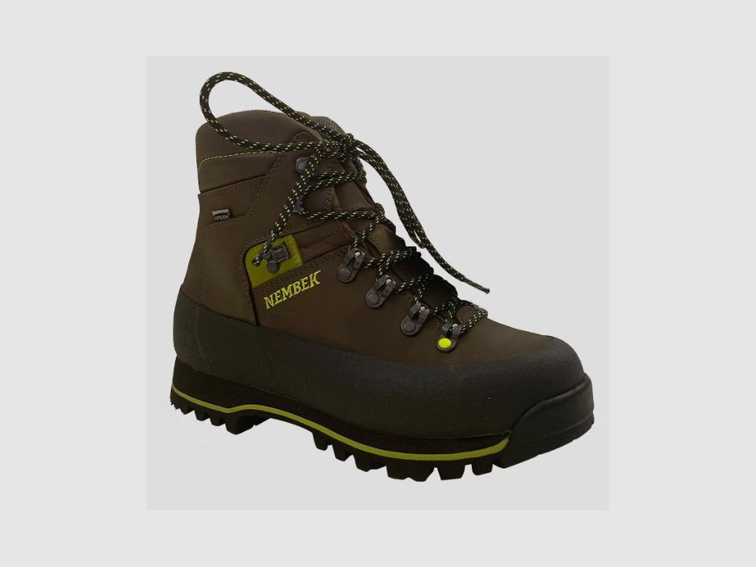 Bitrabi Nembek 300L Stiefel aus braunem Leder mit fluoreszierenden gelben Einsätzen Art. NBK300L BITRABI, Bild 2 von 6