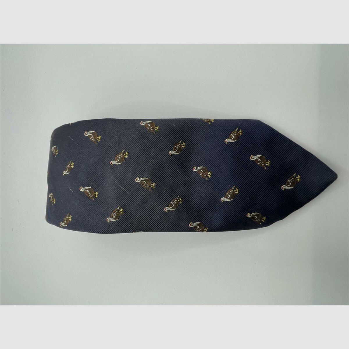 Robert Keyte Stropdas 100% zijde blauw Motief Rothuhn