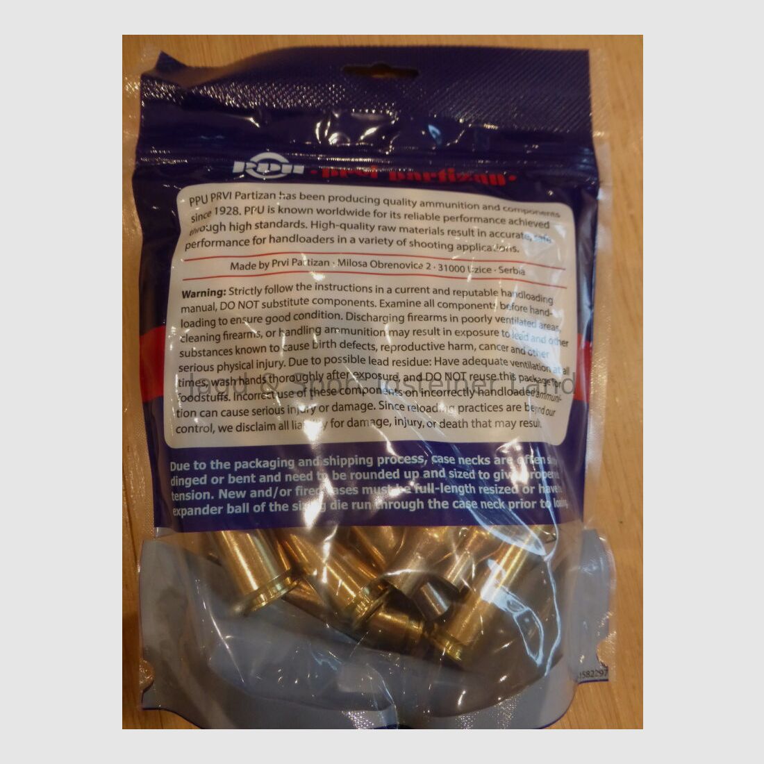 PPU -Prvi Partizan- 20 casquillos sin fulminante / Casos sin cebador