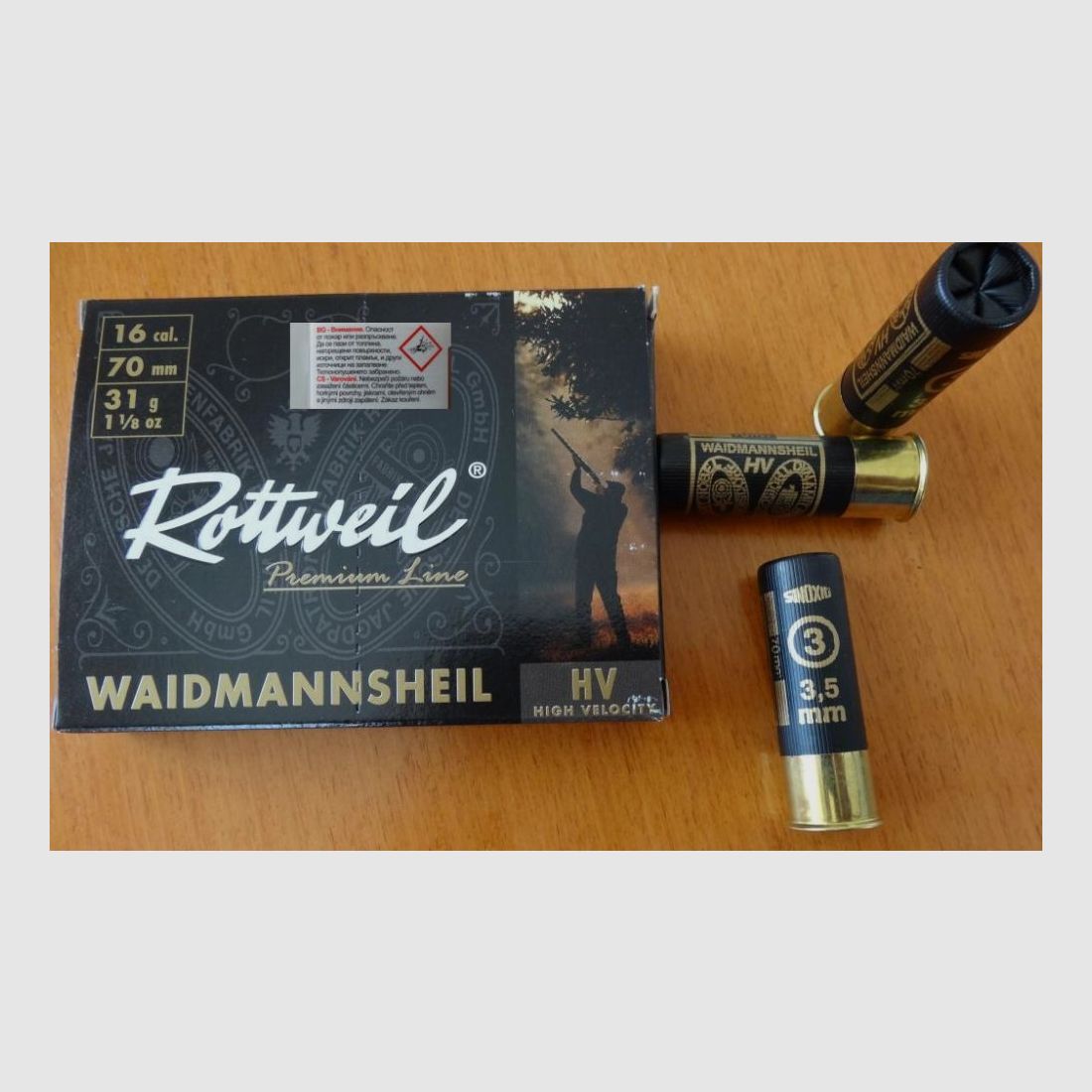 Rottweil Rottweil shotgun cartridges Waidmannsheil HV plastic 16/70-3.5mm