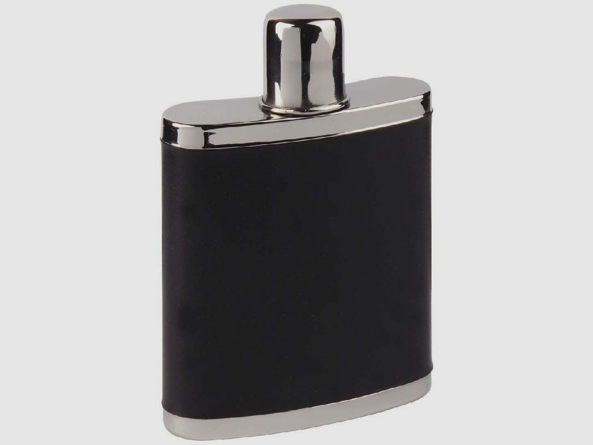 Flachmann schw. Leder 200 ccm