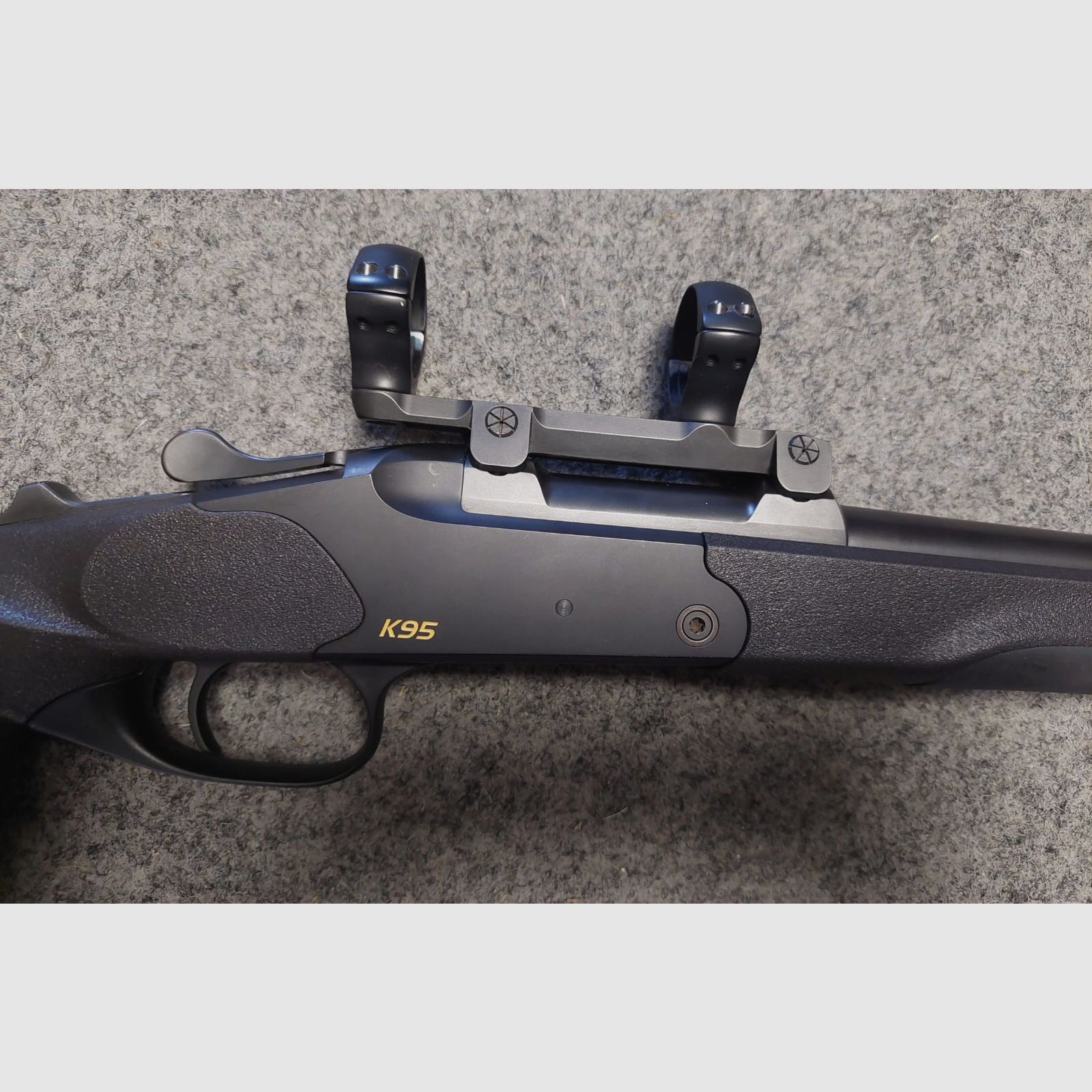 A 164 BREECH LOADING K95 ULTIMATE CAL 7 REM MAG WITH MUZZLE BRAKE AND ORIGINAL RING MOUNT, image 6 of 6