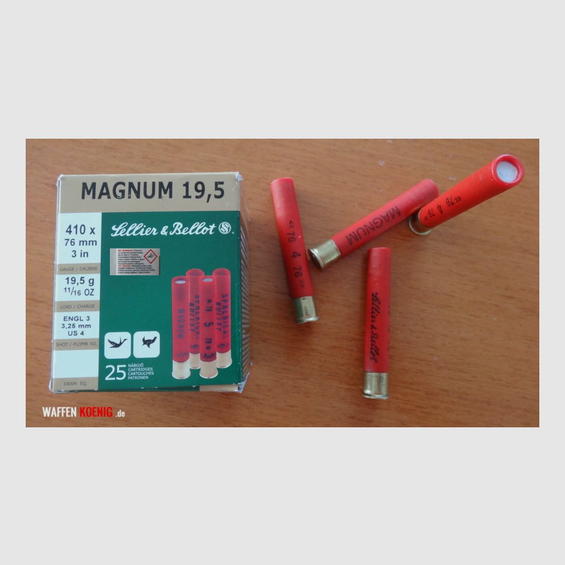 Sellier & Bellot Sellier & Bellot, Schrotpatronen Cal. 410/76 Magnum Schrotgröße 3,25 mm - 19,5g