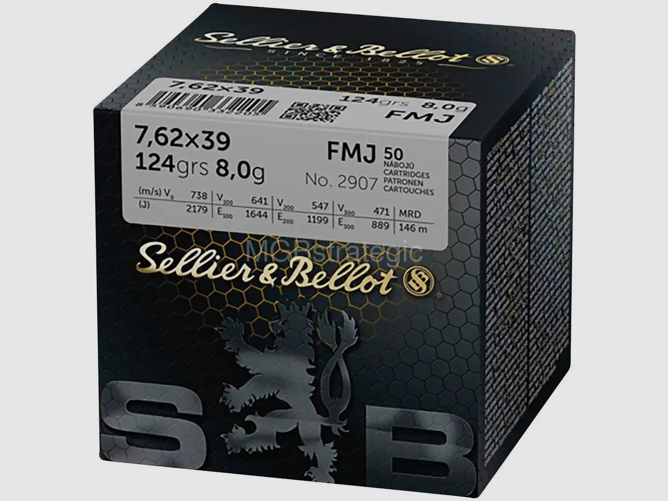 Sellier & Bellot 7,62x39 Full Metal Jacket 8,0g/124grs. 8x 50 disparos = 400 disparos = 1 caja