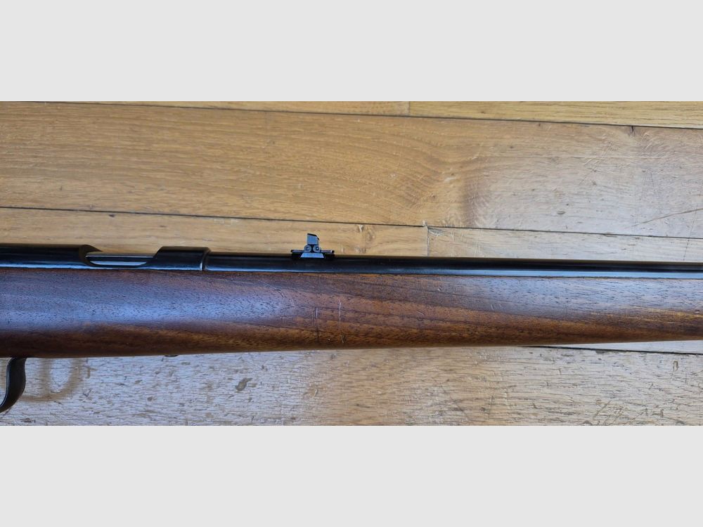Rara carabina da allenamento Heym 52 – Arma simile al modello "Police 1952" – Cal. .22 LR – Produzione molto limitata da parte di Heym intorno al 1955 – Splendido legno di noce – Cinghia originale – Quasi nuova – TBE++, immagine 5 di 30