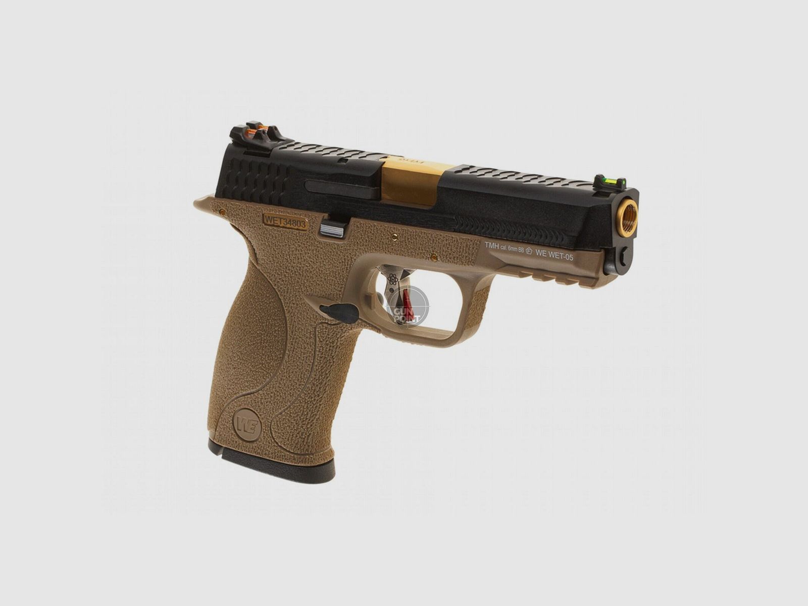 Softair - Pistole - WE - WET-05 BK Gold Barrel Metal Version GBB FDE - ab 18, ber 0,5 Joule