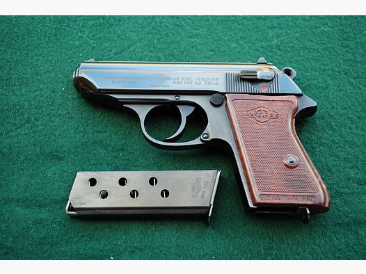 Walther PPK von Manuhrin, Stahlgriffstück, OVP mit Schussbild