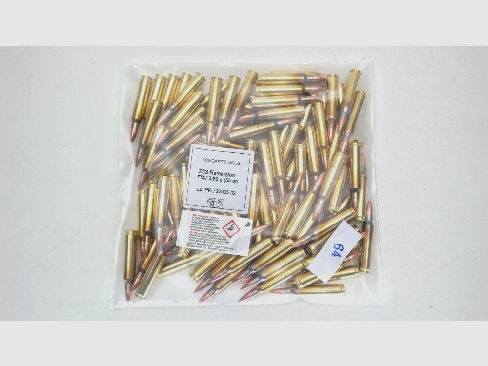 PPU Privi Partizan FMJ BT 3,56gramm 55grain im 100er Bulk SOFORT VERFÜGAR - .223 Rem