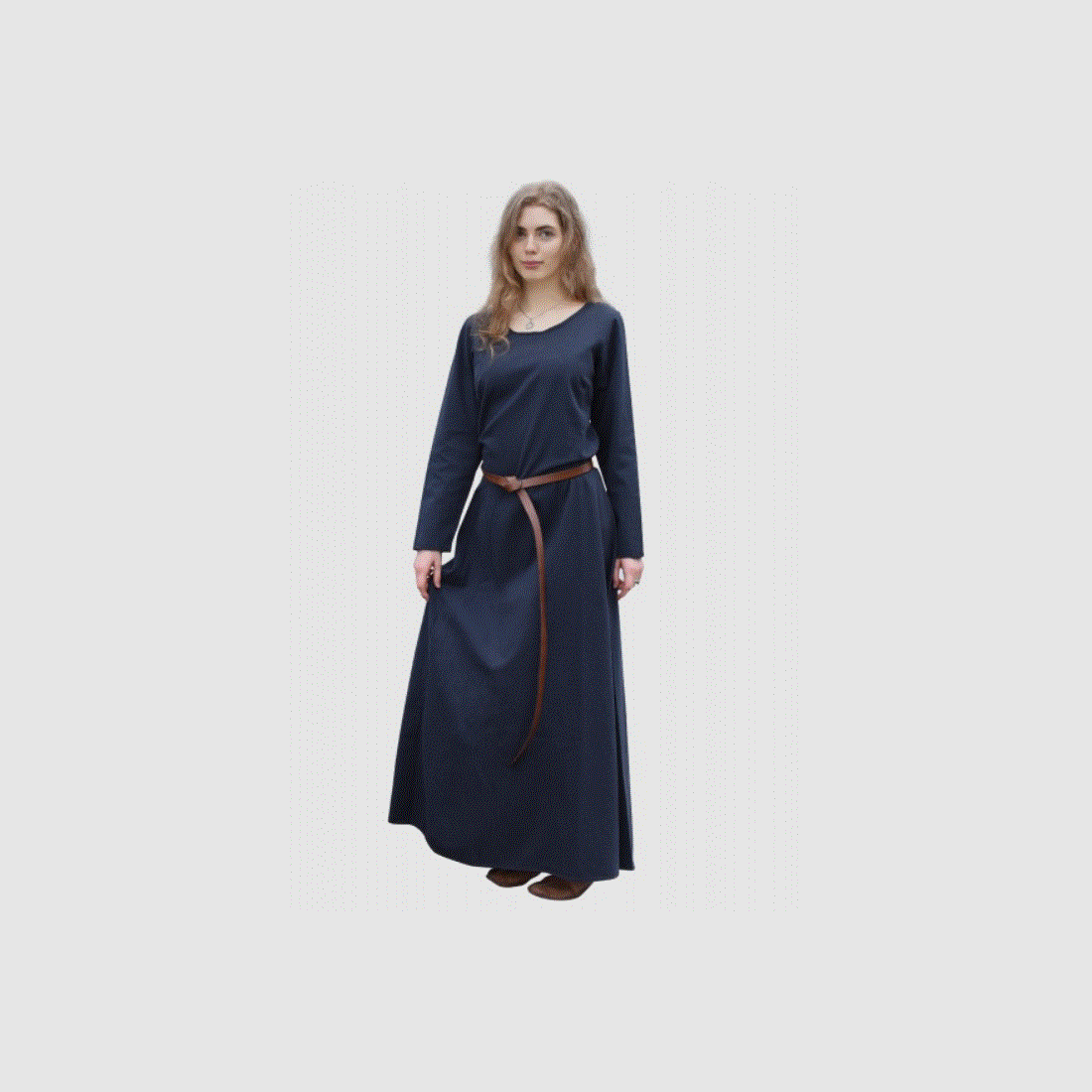 Simple medieval dress Afra made of sturdy canvas, dark blue