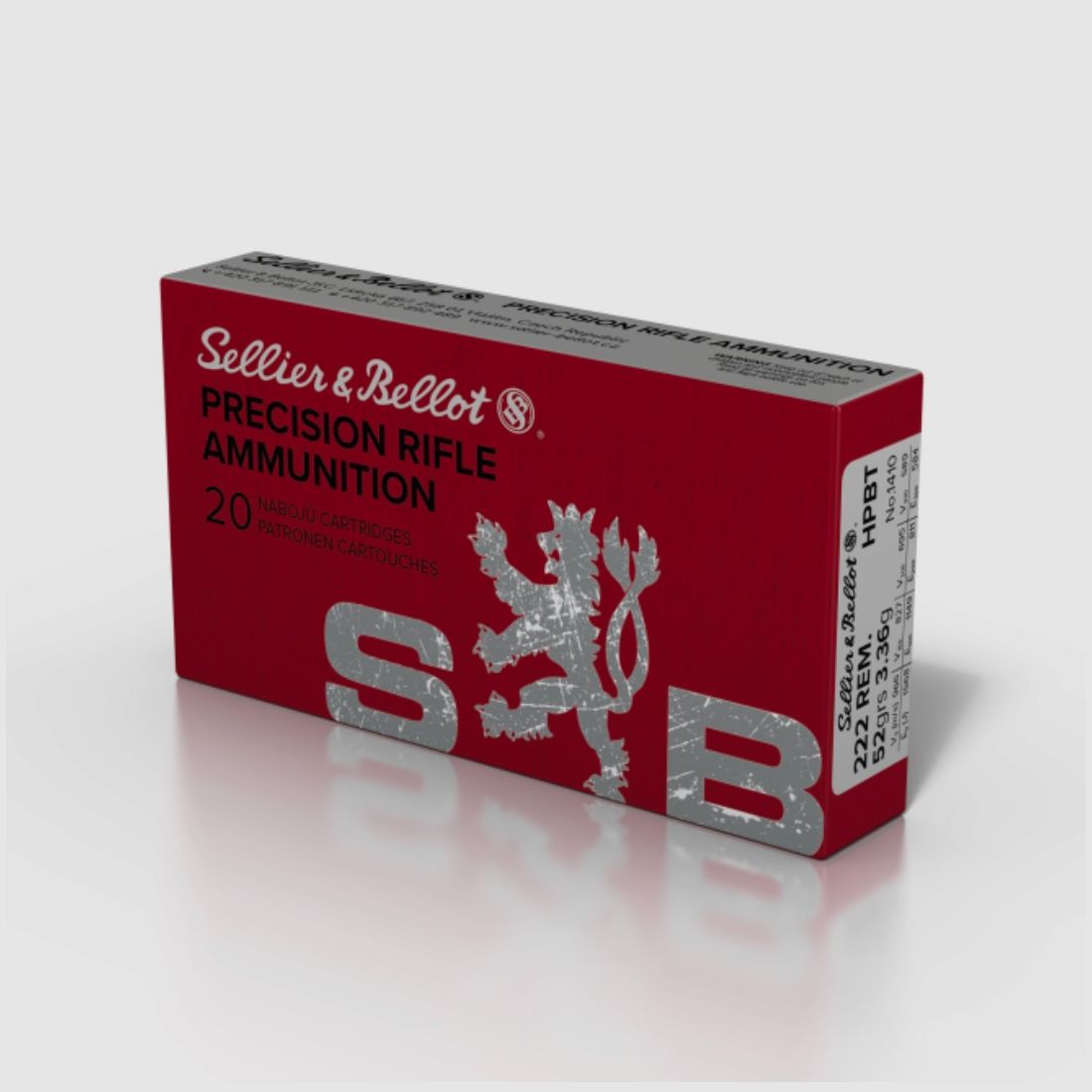 Sellier & Bellot .222 Rem. HPBT OTM 3,4g 52grs. Langwaffenmunition 20 Stk.