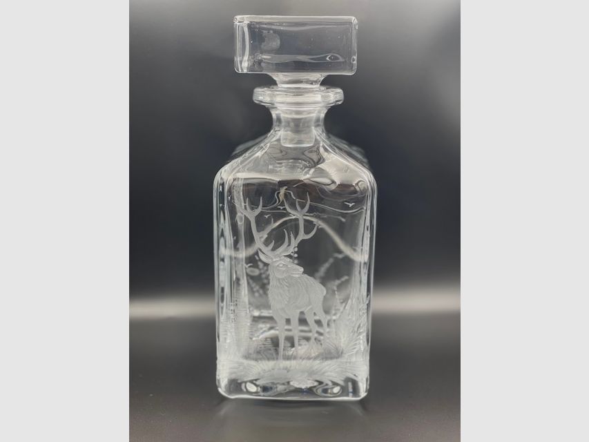 Whiskykaraffe Kristallglas 0,75l Handgravur Hirsch, Bild 1 von 2