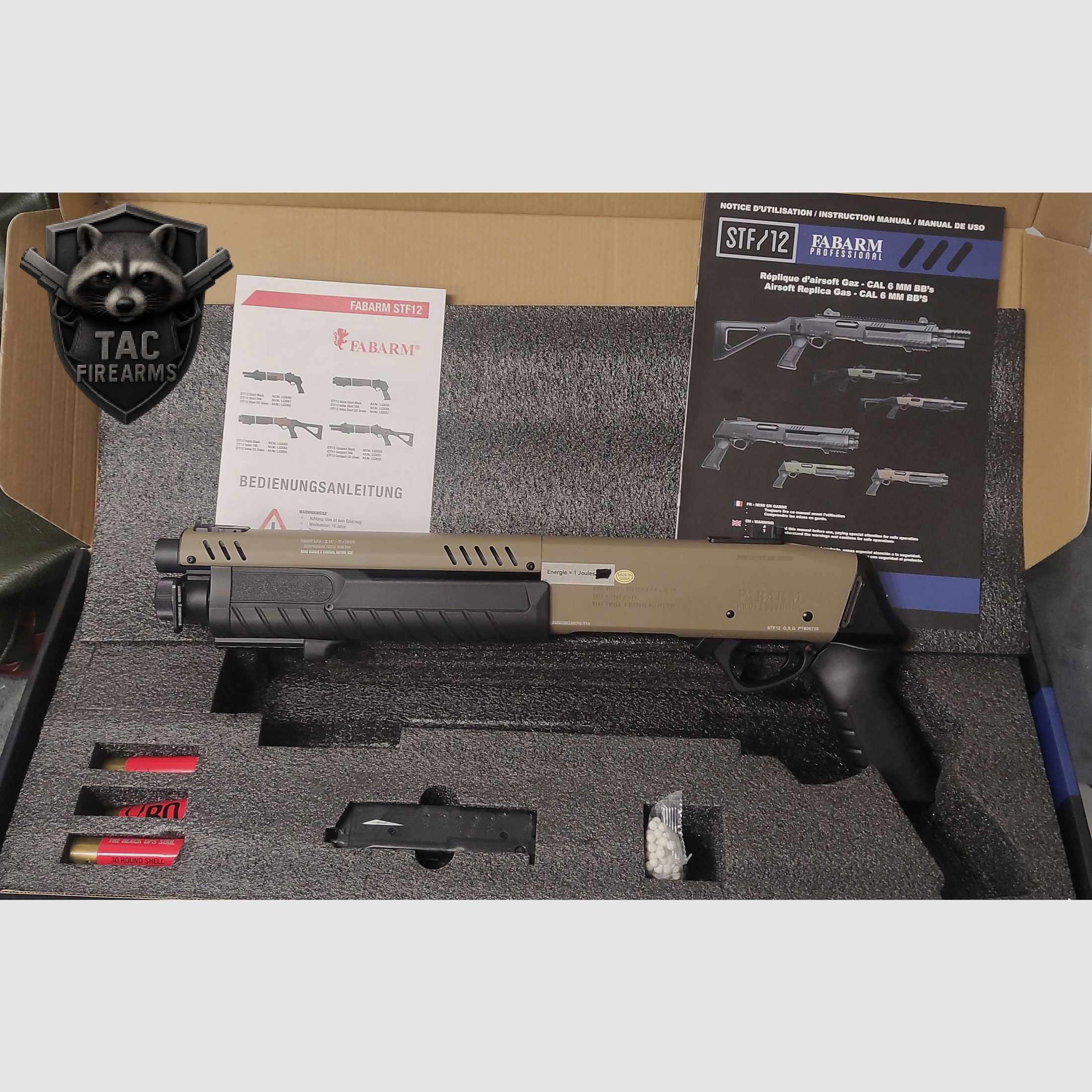 FABARM STF12 Inicial corto US Tan 6mm - Airsoft Gas libre a partir de 18 Nuevo en stock