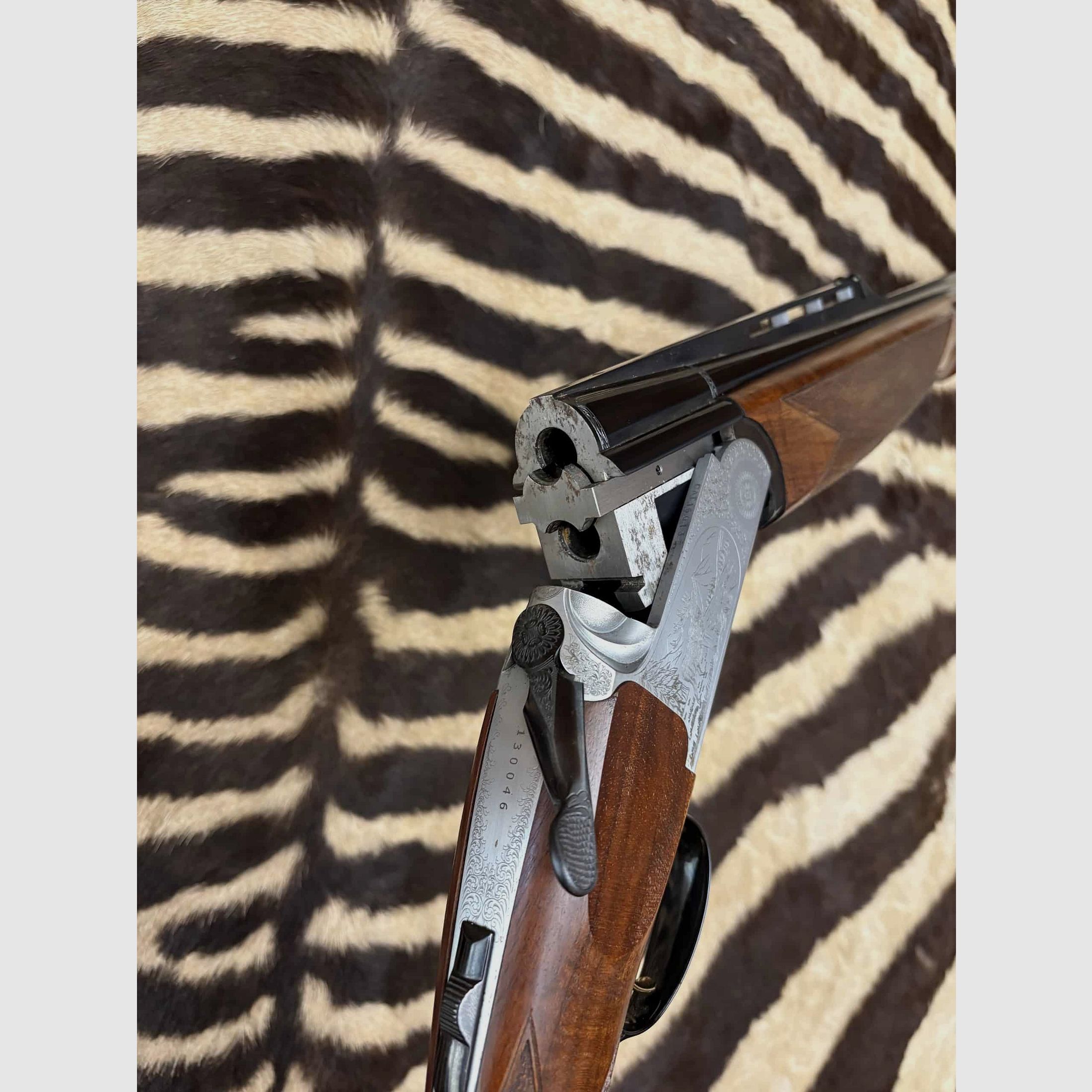Dubbelgeweer Sabatti Superposé kal. 8x57jrs – ca. 56cm – wapenkoffer, afbeelding 2 van 10