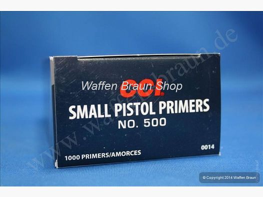 CCI 500 Zündhütchen Small Pistol 100 Stück