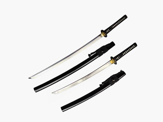 Daisho Schwertpaar handgefertigt Samuraischwerter 1095 Kohlenstoffstahl mit Lehmhärtung