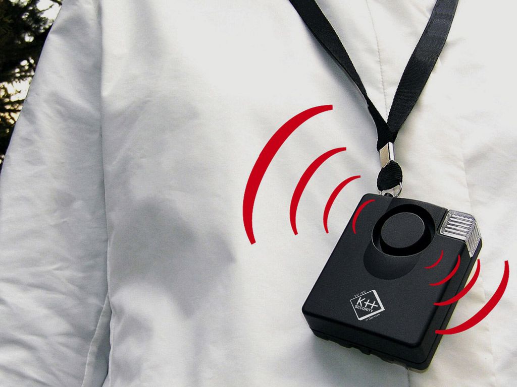 Safety First Mobilalarm gegen Einbruch Ăśberfall und Diebstahl mit Schrillalarm und Blitzlicht 100 dB schwarz