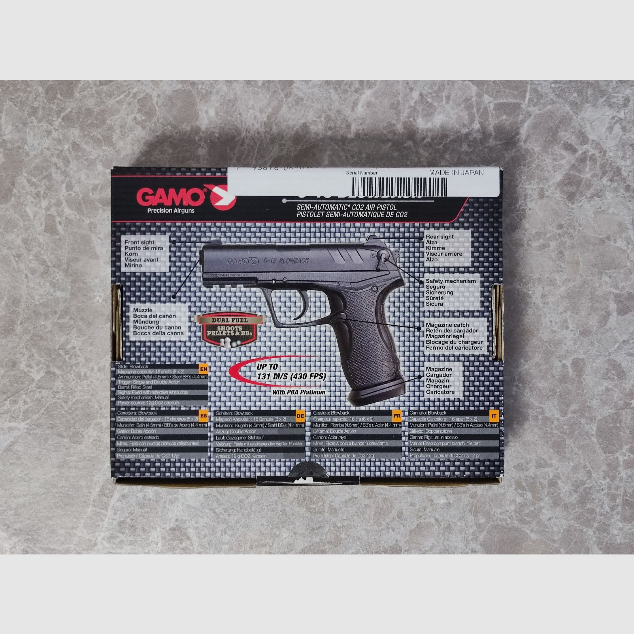 NOWOŚĆ Gamo C-15 Blowback CAL 4,5 czarna pistolet gazowy CO2