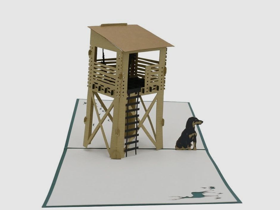 design3Dkarten Jäger mit Hund Grußkarte