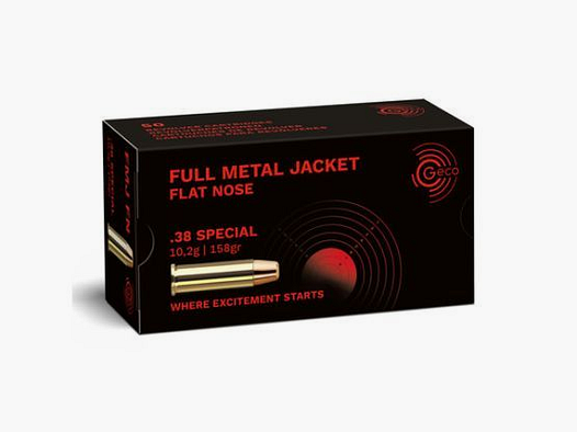 Geco Flat Nose FMJ 158gr. .38 Special (50stuks)