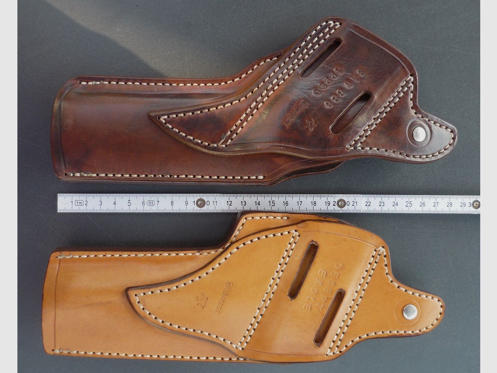 HKDesign holster Art. No. 003 with Teflon corn rail and snap closure for: S&W 686 6" Appel or Desert Eagle - for left-handed