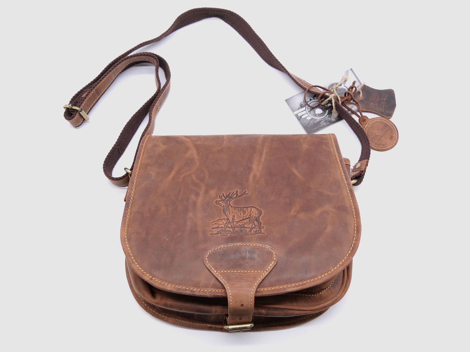 Greenburry Leder Jagdtasche Tragetasche Hunting Bag braun 1638-STAG3-25