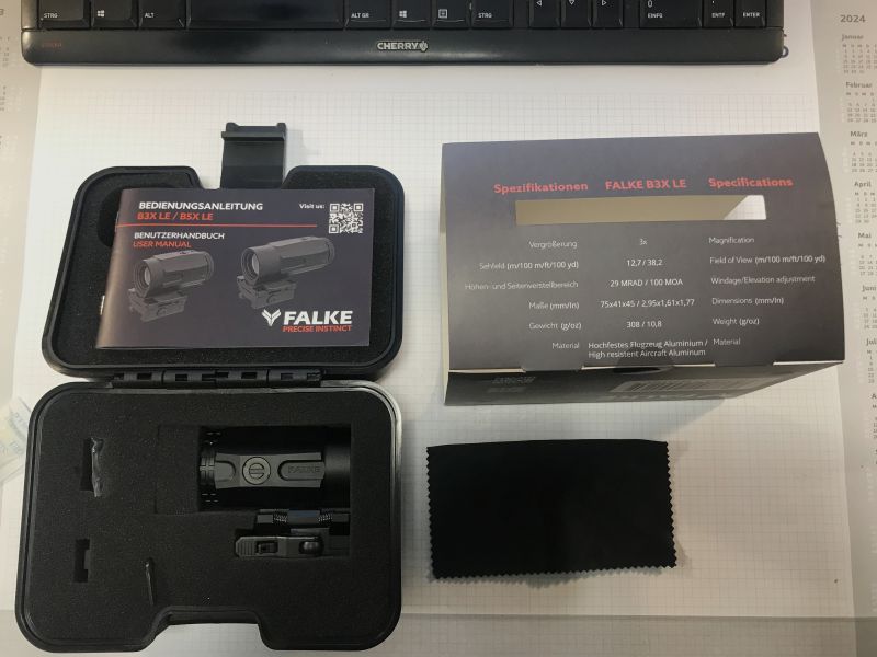 Falke B3X lE Magnifier Auto-Side-Up 3fach Vergrößerung NP 325 Steiner Zeiss Sig Sauer AR15