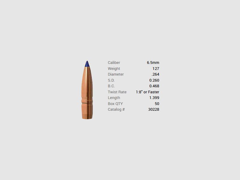 Barnes Geschoss 6,5mm/.264 127GR Long-Range X BT 50 Stück