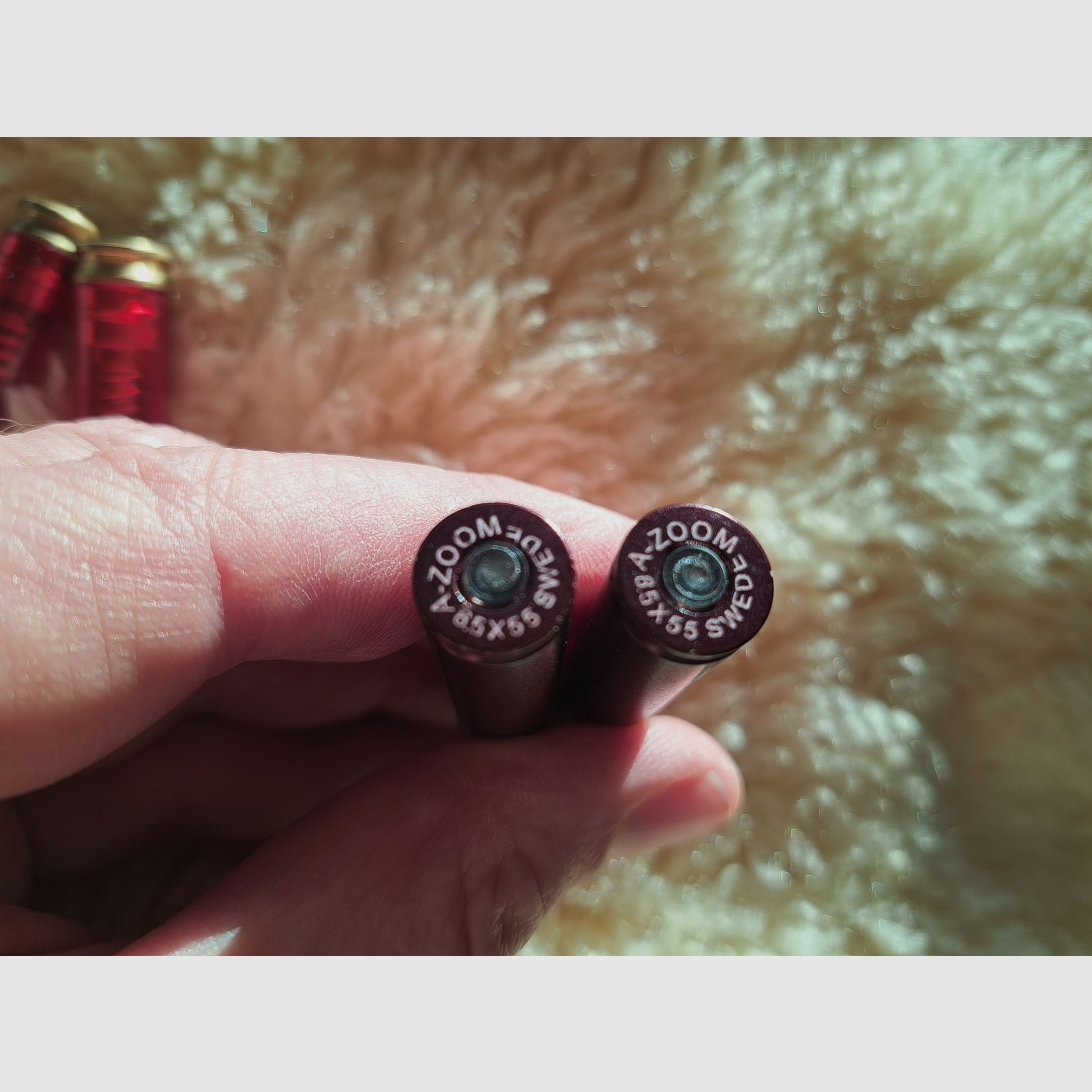 4 gebrauchte Pufferpatronen 6,5x55 SE (2xA-ZOOM Aluminium und 2x Plastik)