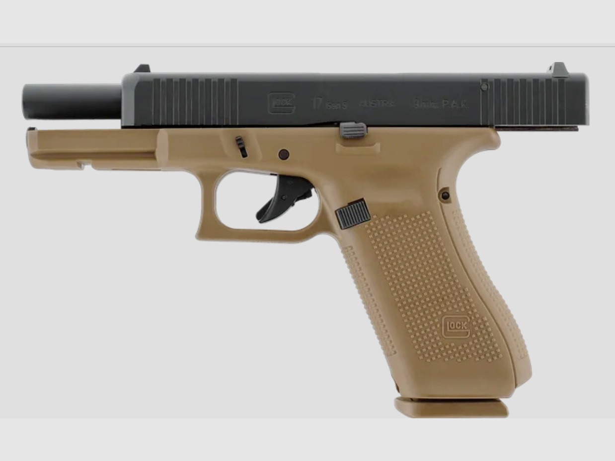 Umarex 311.02.04 GLOCK 17 Gen5 9 mm P.A.K., Coyote broń alarmowa Pyro