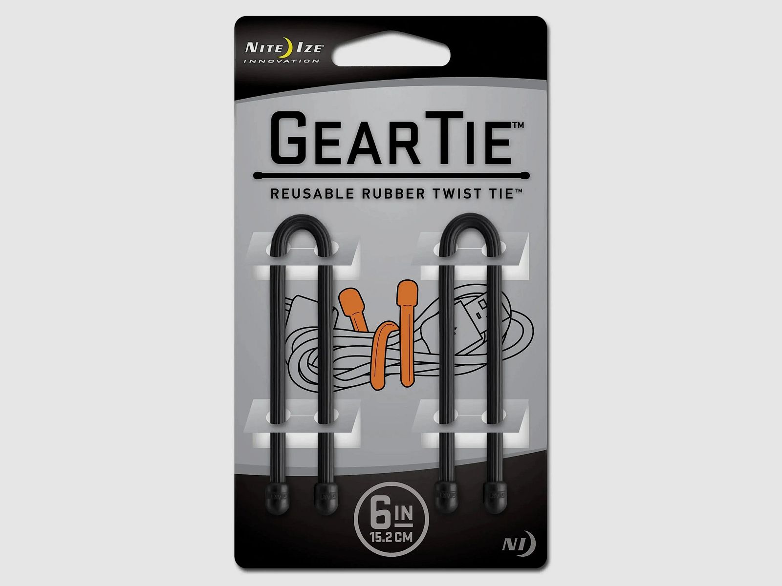 Nite Ize Gear Tie Original Gr.6 black 2-pack