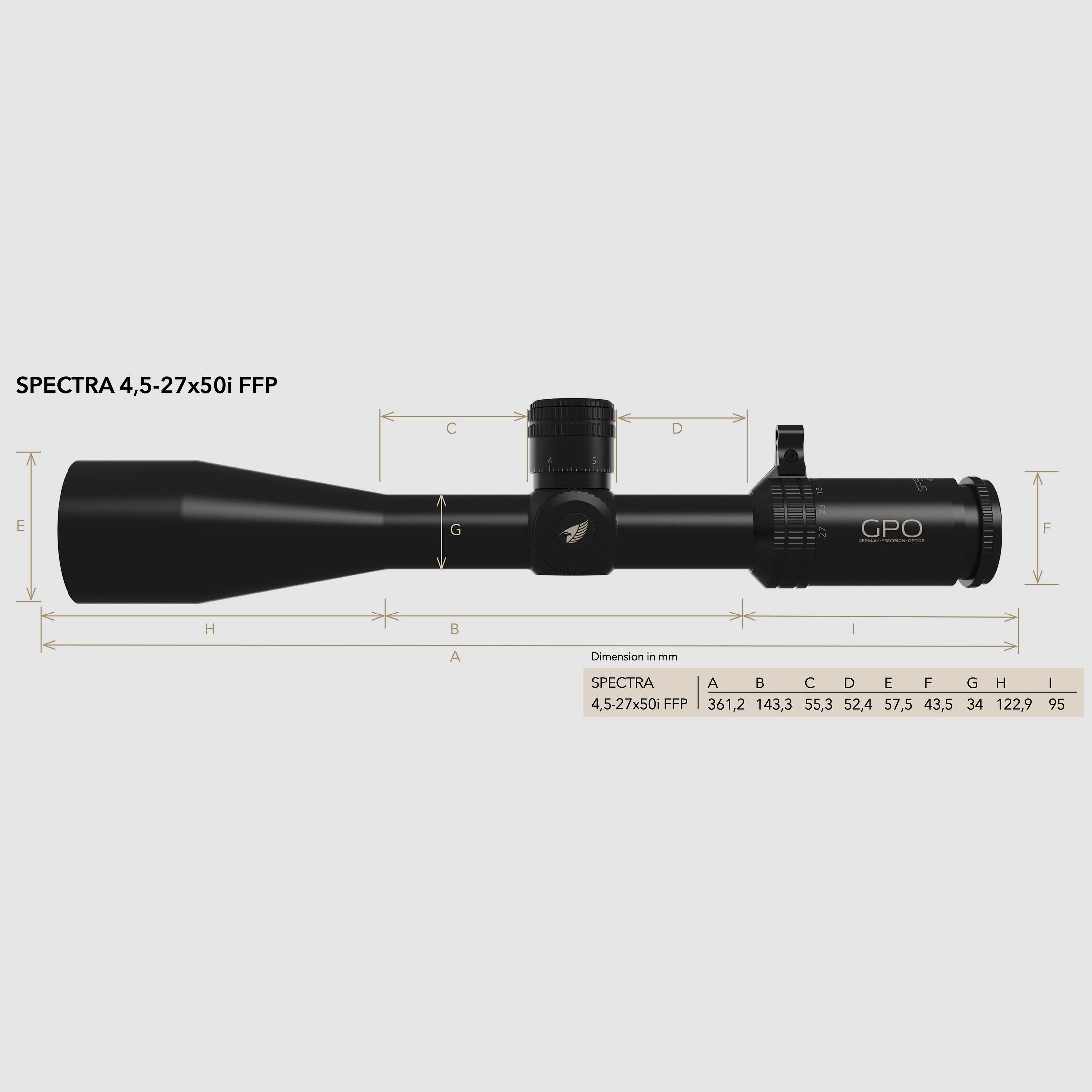 GPO RS670 SPECTRA 6x 4,5-27x50i Absehen LRPro FFP / CW 1. Bildebene 51031014