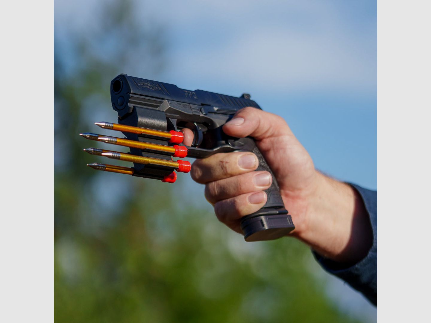 KOMBI | ARROW HOLDER  | Pfeilhalter + 6 Arrows | ROT oder Schwarz | Walther PPQ M2 | T4E TPM1 | PDP Compact 4