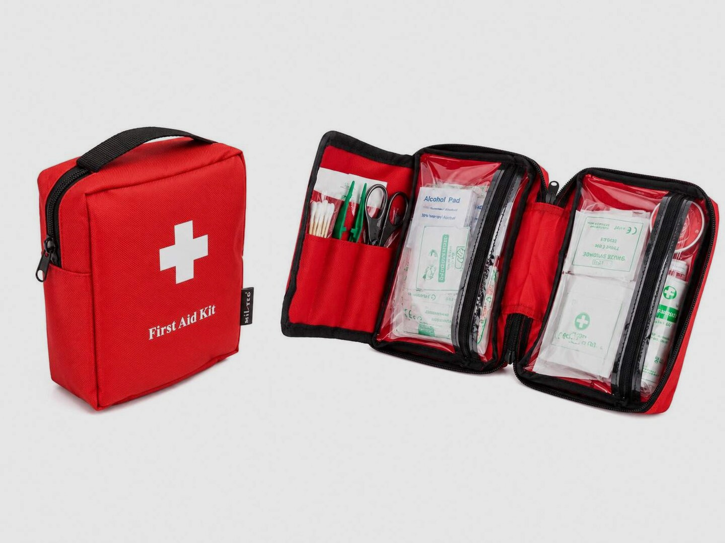 Mil-Tec First Aid Kit Large Red #16027000 | Compact First Aid Kit