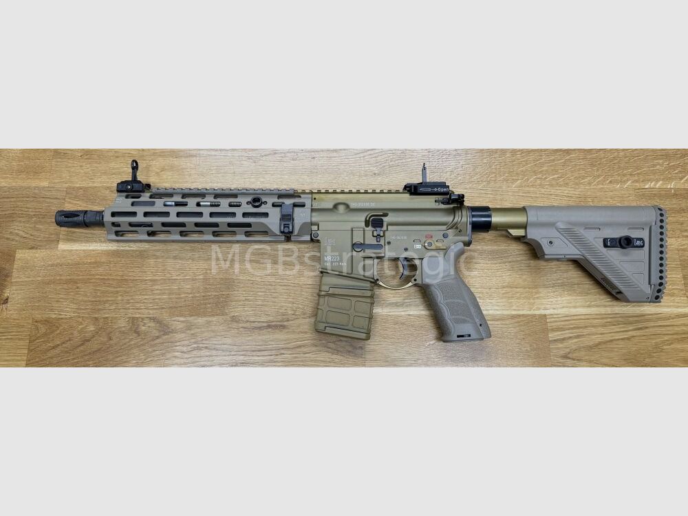Heckler & Koch MR223 A3 Slim-Line 11" Lauf - halbautom. Büchse .223Rem MGBs Sondermodell FDE Edition inkl. Schalldämpfer ASE UTRA Dual 556-Short-QM2 Gen2 Cerakote FDE - zivile Version HK416 / G95K / G38 G95A1 / G95KA1 / mit Upgrades