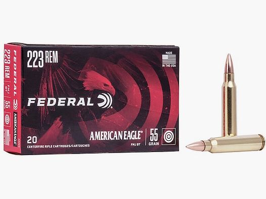Federal American Eagle .223 Rem. 55GR FMJ BT 20 cartridges