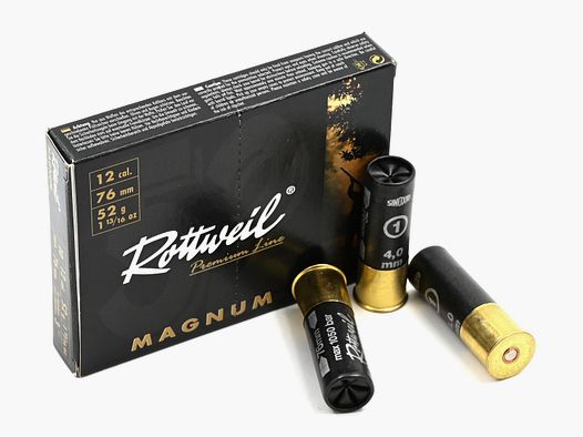Rottweil 12/76 Waidmannsheil Magnum, cartouche à plombs N° 1 / 4mm, 52 g, 10 pcs.