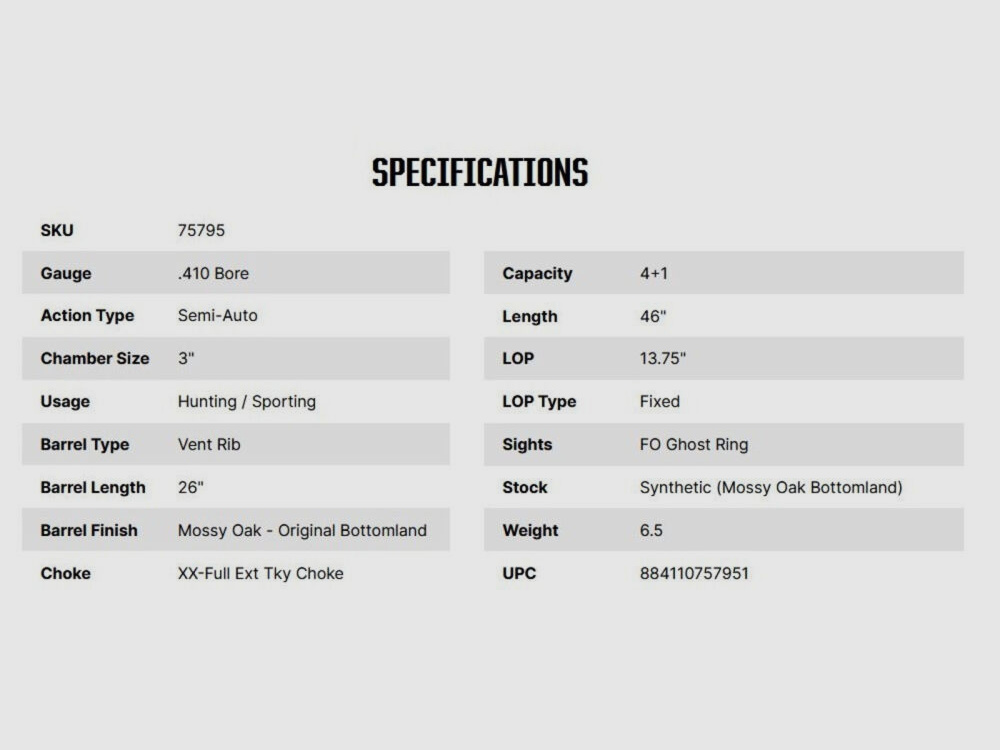 Mossberg International SA-410 Turkey 26" (26 pollici) .410/76