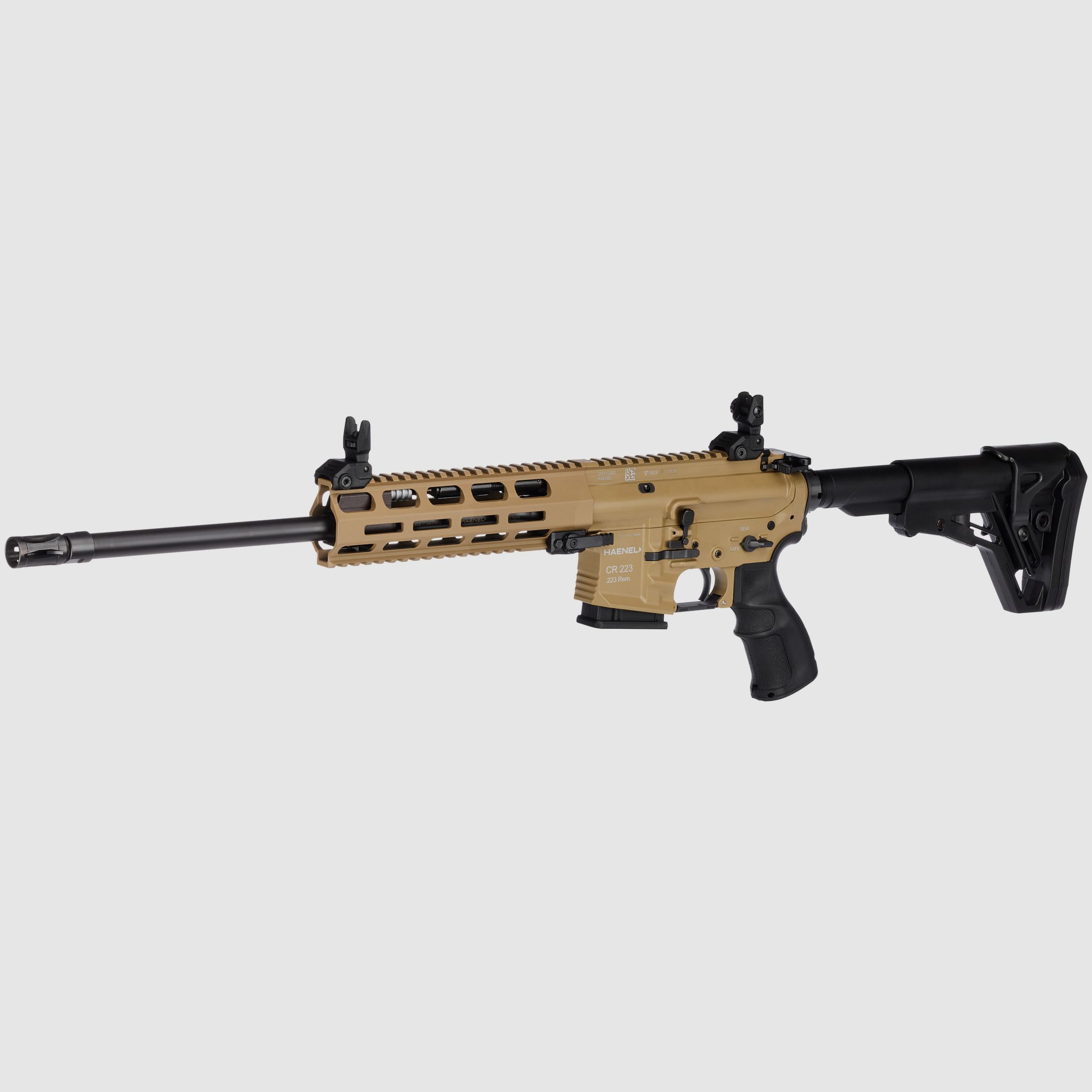 Haenel CR 223 M-LOK Handschutz Lauflnge 423 mm | Direktabzug | Handschutz kurz | Sandfarben | sportlich zugelassen, Kal. .223 Rem.